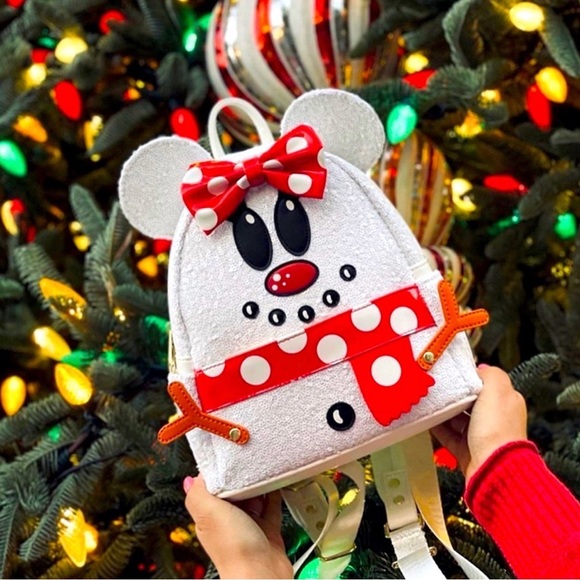 New! Exclusive - Disney Snowman Minnie Mouse Sequin Cosplay Mini Backpack - Picture 1 of 6
